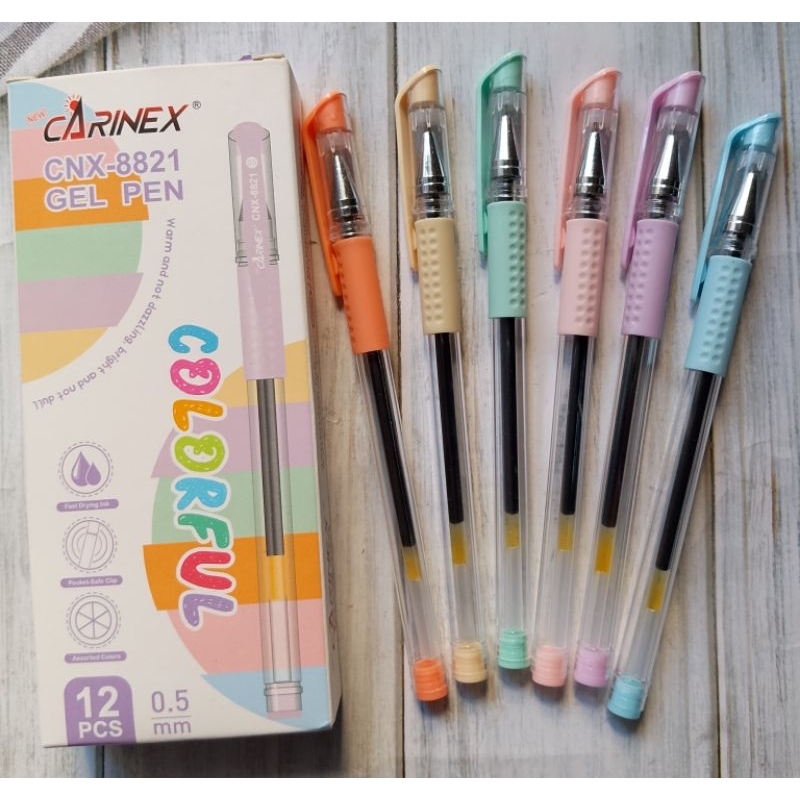 

(12PC) BOLPOIN GEL CARINEX CNX-8821 COLORFULL MACARON /0.5 TINTA HITAM