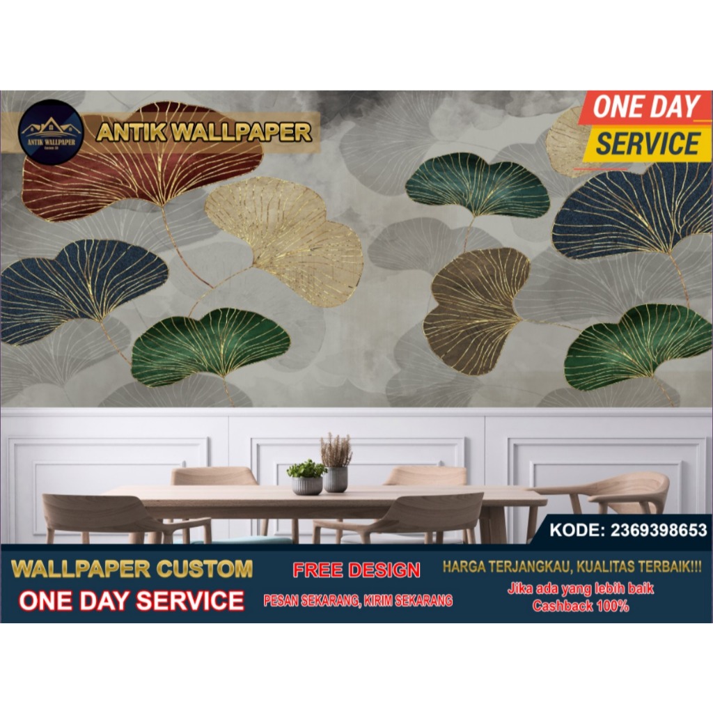 Wallpaper Custom & Wallstiker Custom 3D Mural Tema 3D Mural | Elegant | Abstrak | Ruang Makan