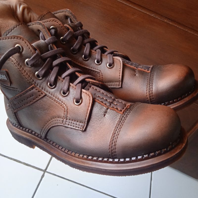 Boots Kulit Safety Second lokal original sepatu kulit asli