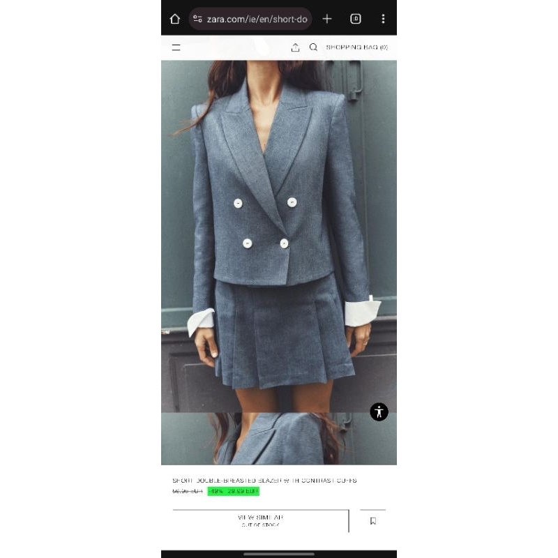 ORI BLAZER JAS WANITA ZARA BIRU ABU SEKALI PAKAI