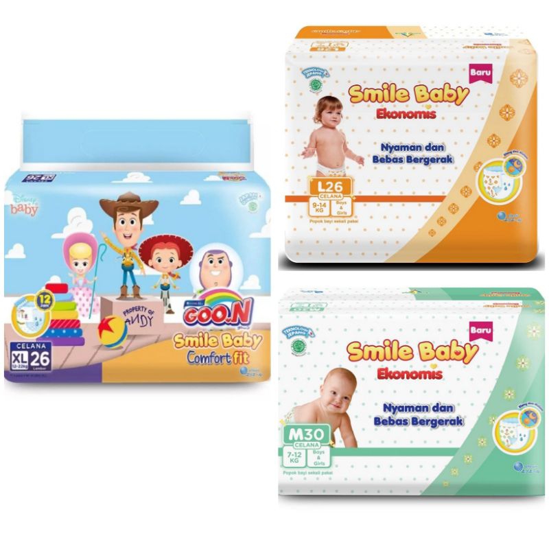 Goo.N Goon Smile Baby Comfort Fit Popok Celana ekonomis S M L XL