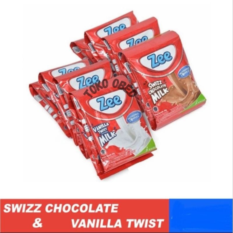 

Zee Vanilla Twist & Swist Chocolate Milk 1 renceng isi 10 sachet