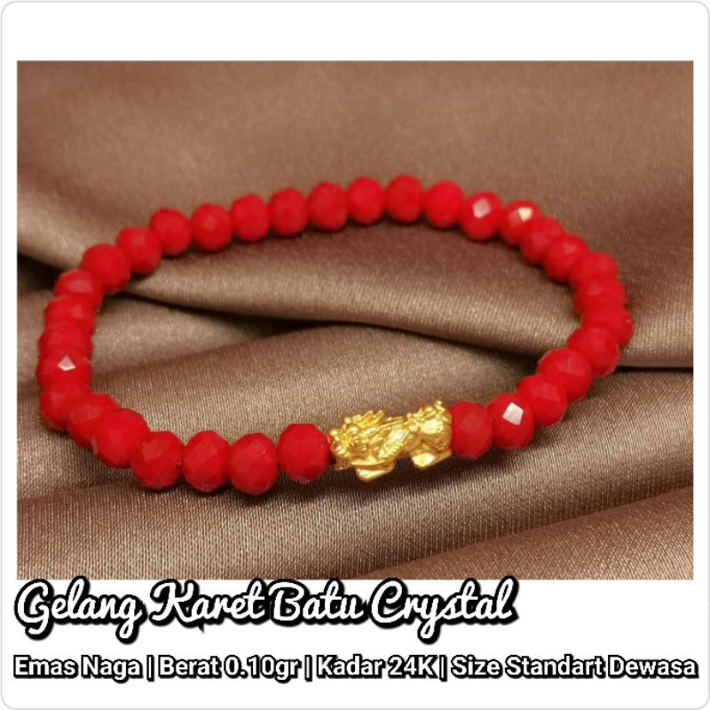 Gelang Emas Asli Naga/Pixue 24k Hongkong 999% Karet Batu