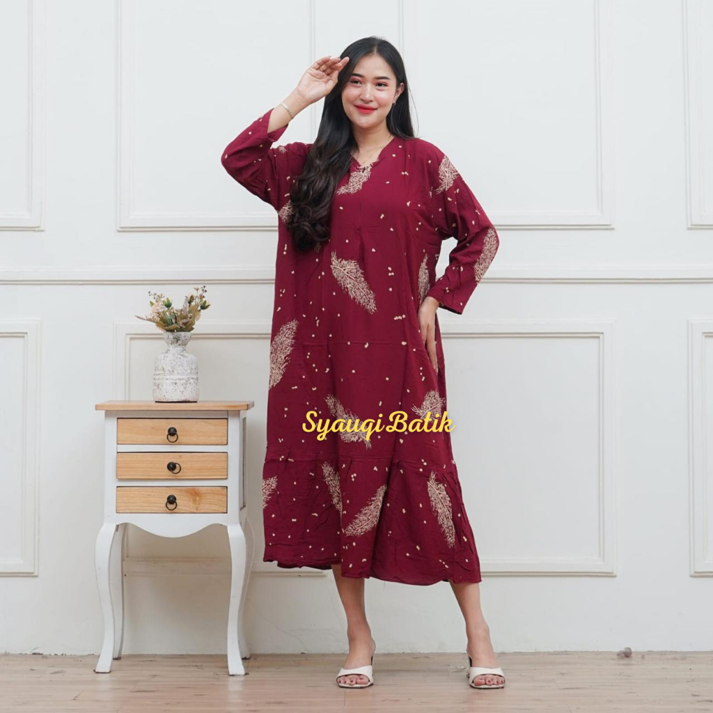 Daster Wanita Panjang Rayon Grade A Busui Resleting Depan | Daster Kekinian Terbaru | SyauqiBatik
