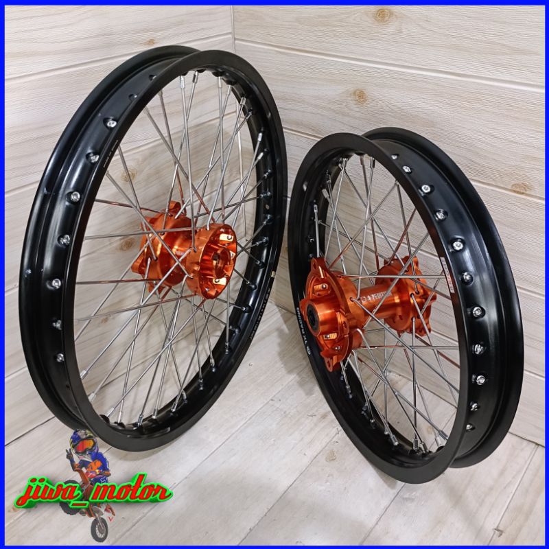 velg KLX ring 16 19 TK racing plus tromol CNC scarlet MX series