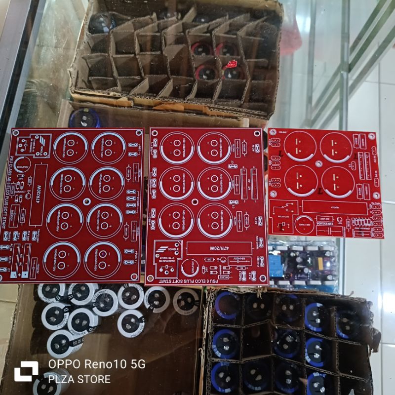 Pcb psu isi 4/6/8 elco plus Softstart bahan pertinak pcb psu power amplifier class AB isi 4 6 8 elko