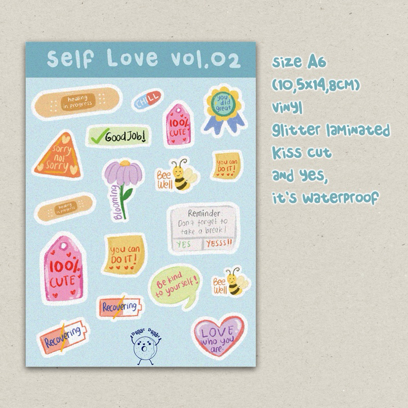 

self love 02 sticker sheets - cute sticker - sticker dekorasi