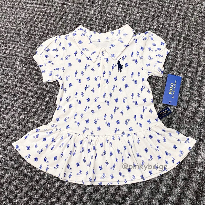 Baju Anak Bayi Dress Polo Ralph Lauren Baby Bunga Biru