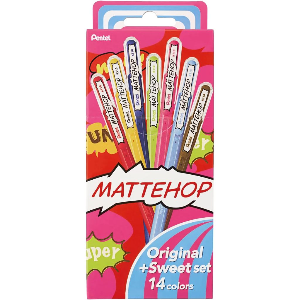 

Pentel Hybrid Mattehop Gel Ink Pen 1.0mm Sweet + Original Colors Deco Pulpen Dekorasi Warna Matte