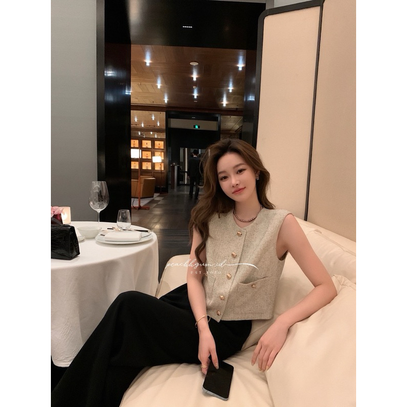 Landon Tweed Vest | High quality premium tweed vest korean tweed vest wanita premium