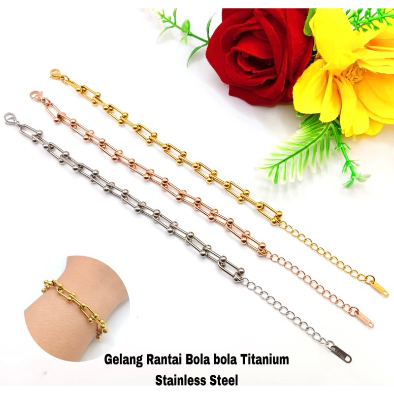 Gelang tangan rantai bola Titanium