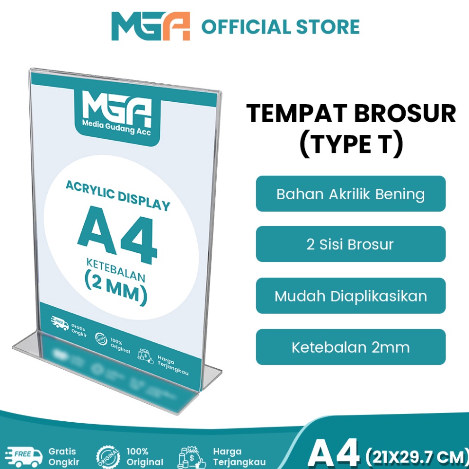 

Dikirim secepatnya TEMPAT BROSUR A4 2MM PORTRAIT 2 SISI TENT HOLDER TENT CARD STAND AKRILIK