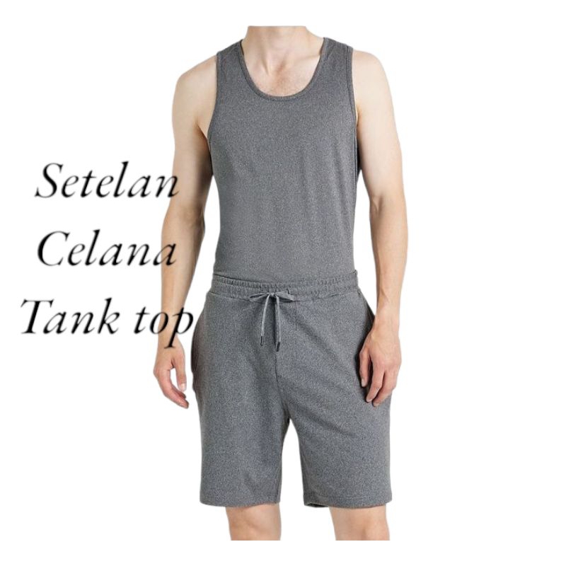 setelan celana pendek tank top singlet atasan pria terbaru kaos distro pria