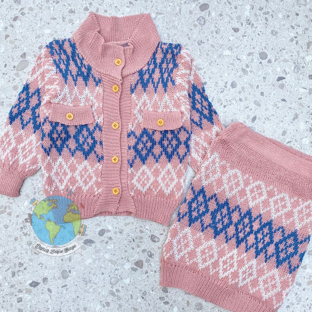 Setelan Rok Bayi Baru Lahir Setelan Rajut Anak Perempuan Setelan Rok Sweater Rajut Anak 3-12 Bulan D