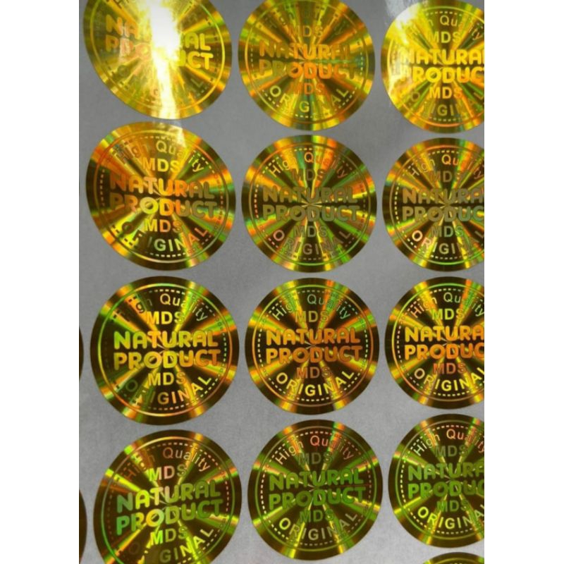 

stiker hologram MDS gold natural produk