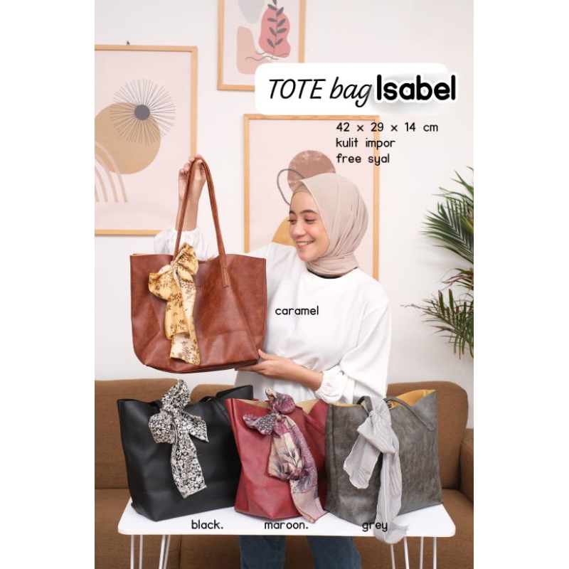 Tas Wanita Kulit impor Isabel free syal by Rainha