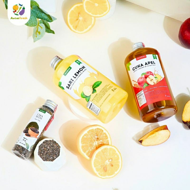 

AKEH Paket Detox 3in1 Cuka Apel With Mother ml / Sari Lemon ml/ Chia Seed 70gr