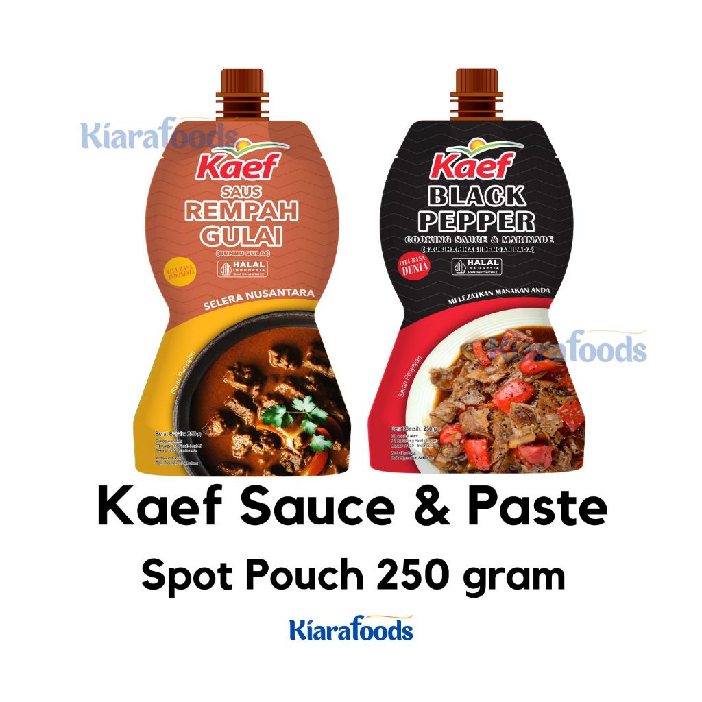 

Kaef Saus & Pasta Spot Pouch 250 gram | Kaef Blackpepper 250 gram | Kaef Gulai Cincang 250 gram