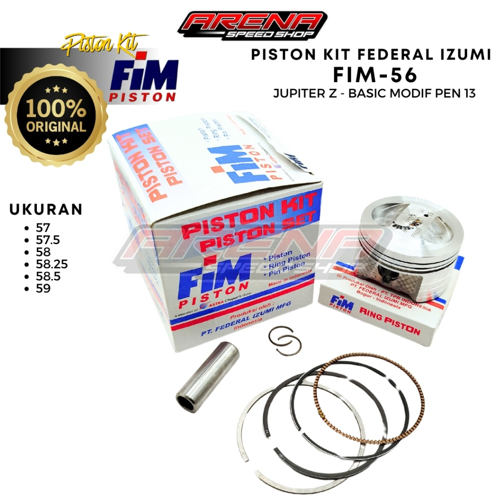 FIM Piston Kit FIM-56 Pin 13 - Seher Piston Bore Up Kit Jupiter Z Vega 57 57.5 58 58.5 59 Pen 13
