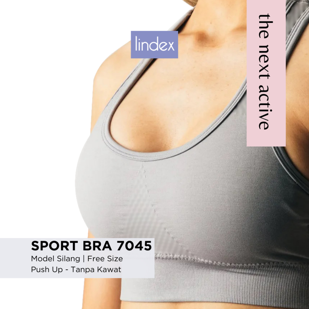 LINDEX - Sport Bra / Bra Olahraga Wanita / Model Jaring Strap Silang - Non Wire 7045 Freesize