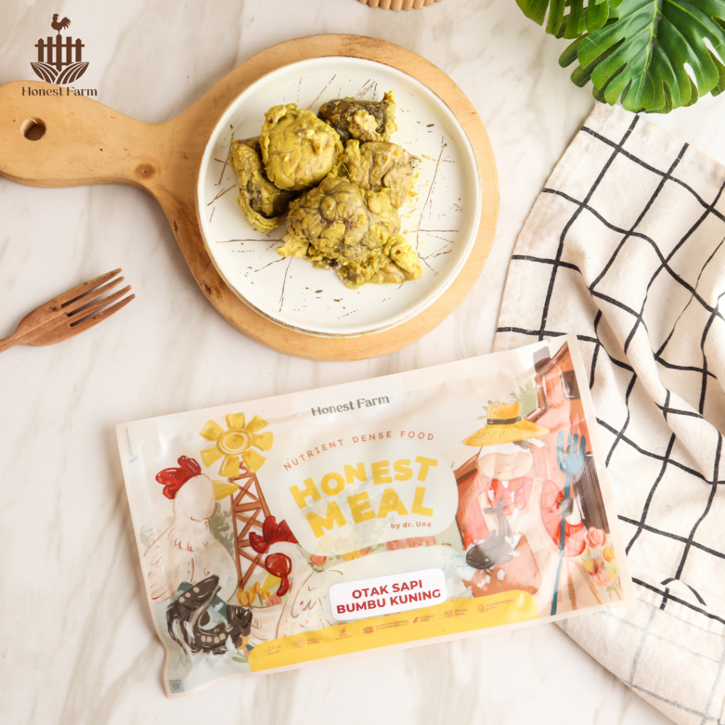 

HONEST FARM - HONEST MEAL BEBEK AROMATIK/BEEF LIVER PUDDING/CHICKEN SKIN NUGGET/OTAK BUMBU KUNING/PEPES AYAM/PEPES BELUT AROMATIK MPASI