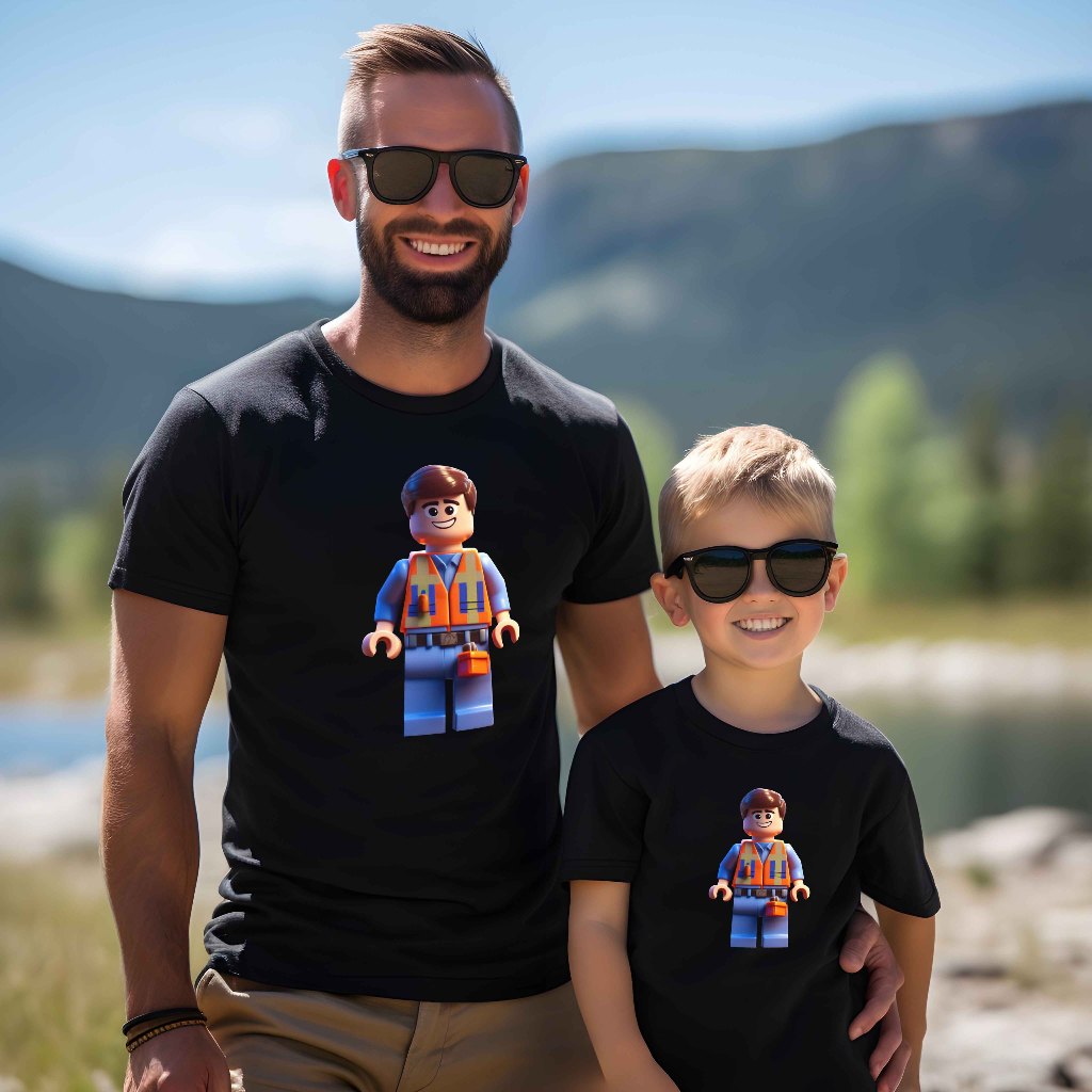 KAOS COUPLE KELUARGA AYAH IBU ANAK PREMIUM DISTRO LENGAN PENDEK MOTIF 3DIMENSI LEGO BAHAN ADEM TEBAL