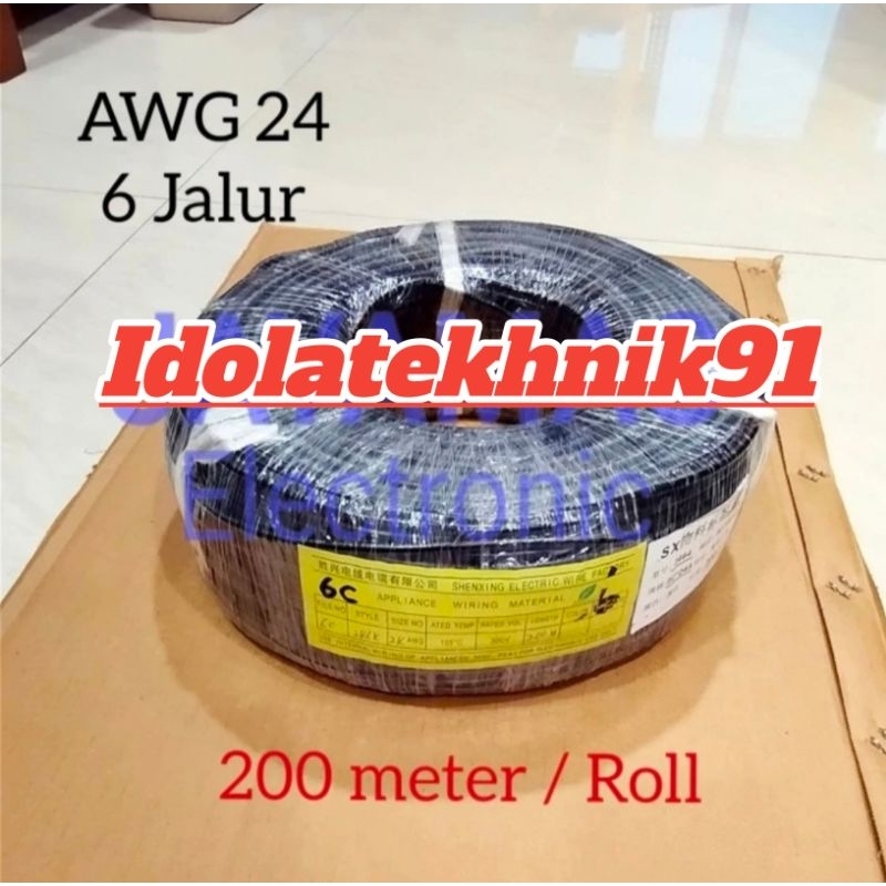 Kabel 6 jalur AWG 24 + selongsongkabel awg 24 isi 6 / 6C