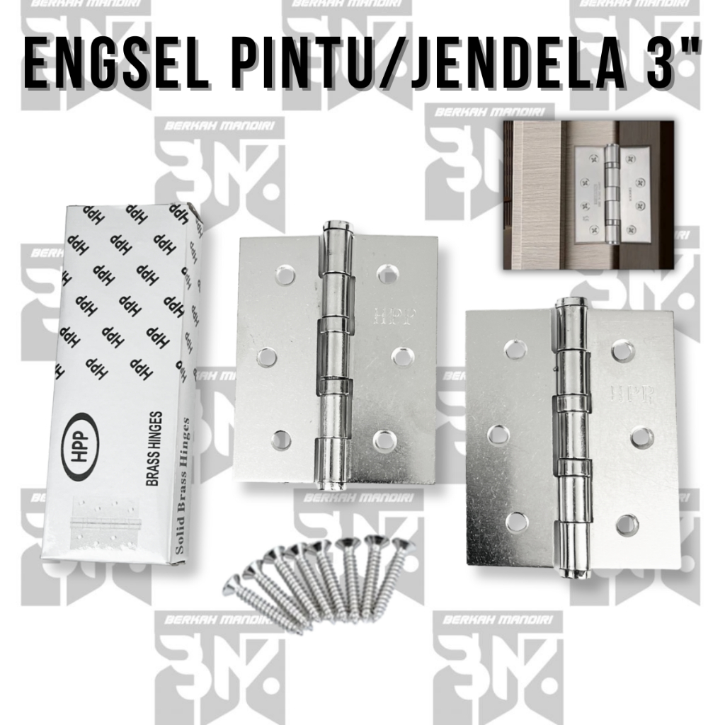HANAFYU66 1PCK/12 SET HPP ENGSEL PINTU JENDELA RUMAH 3" INCH STAINLESS/ENGSEL TEBAL/ENSEL ALUMINIUM