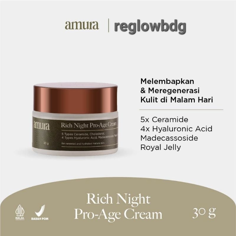 AMURA RICH NIGHT PRO AGE CREAM FLEK HITAM KERUTAN PENUAN DINI CREAM GLOWING [COD][INSTAN] AMURA REGL