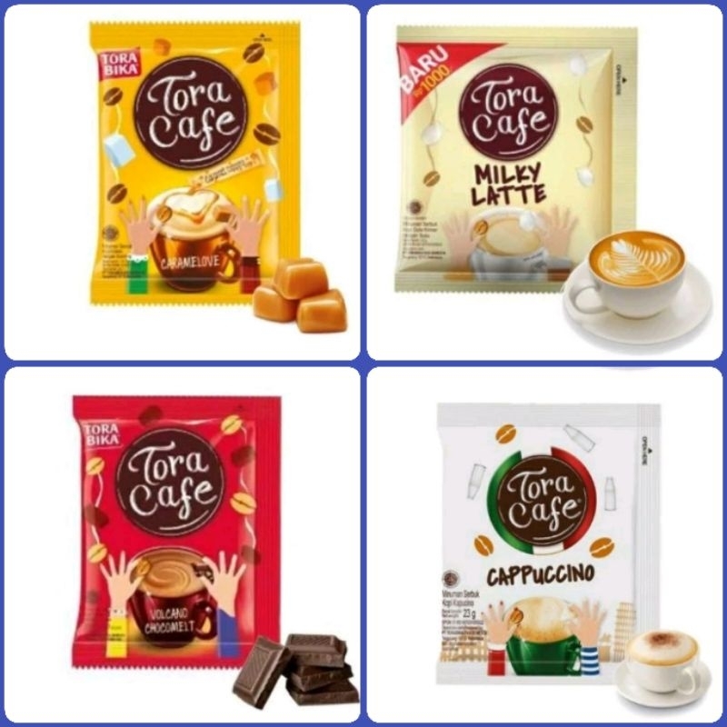 

Kopi Torabika Tora Cafe Choco Latte / Caramel / Milky Latte / Cappucino Rencengan isi 10 Sachet