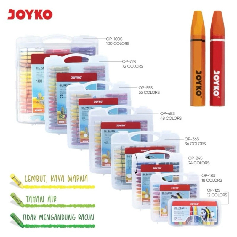 

Crayon Joyko 12W 24W 36W 55W Oil Pastel Fancy Krayon Case Besar Kotak