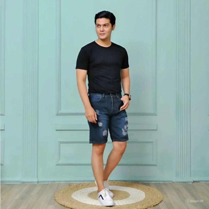 Celana Jeans Pendek Sobek Pria - Celana Pendek Sobek Pria - Celana Pendek Jeans Sobek Pria