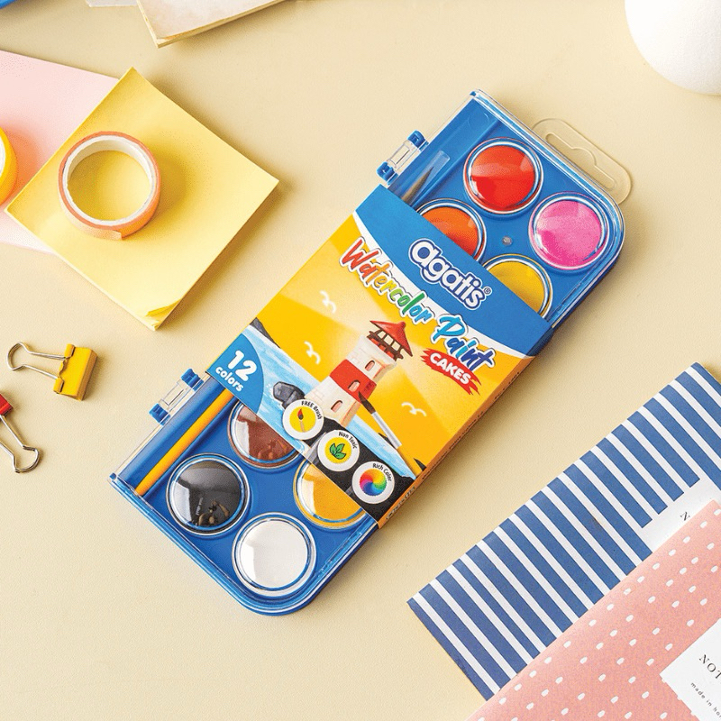 

Agatis watercolour Paint cake | Cat air 12 warna | Cat air anak