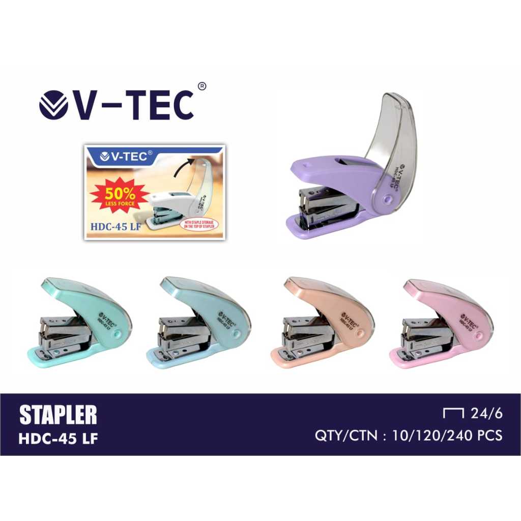

STAPLER V-TEC HDC-45 LF WARNA PASTEL