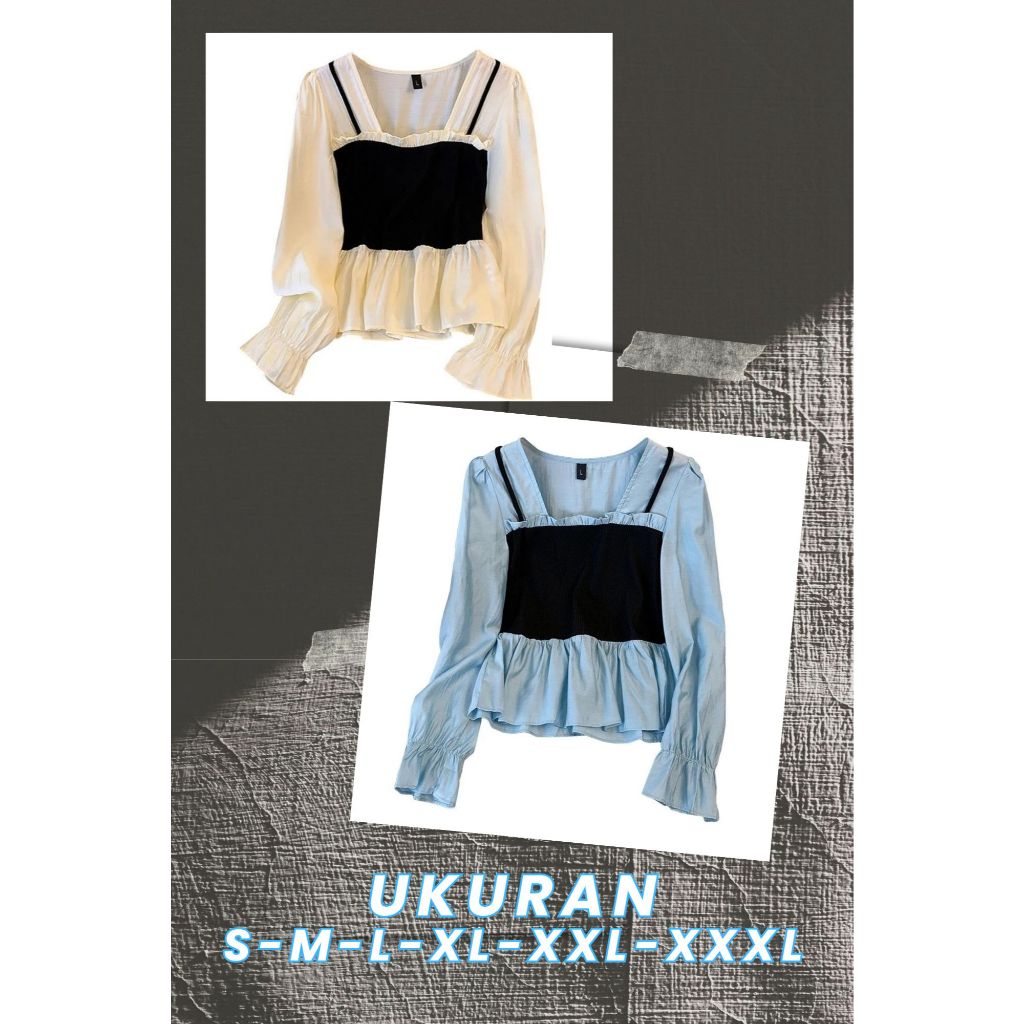 RISA BLOUSE WANITA ELEGANT JUMBO - ATASAN KATUN RAYON ROMPI KNIT OVERSIZE - UKURAN S-M-L-XL-XXL-XXXL