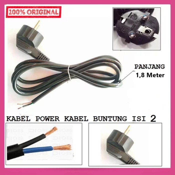 Kabel AC Buntung Isi 2  Ground 1.8 meter