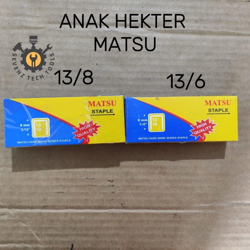 

MATSU ISI ANAK HEKTER 13/8 13/6 8mm 6mm (5000pcs) ANAK HEKTER TEMBAK MATSU R23 REFILL GUN TACKER