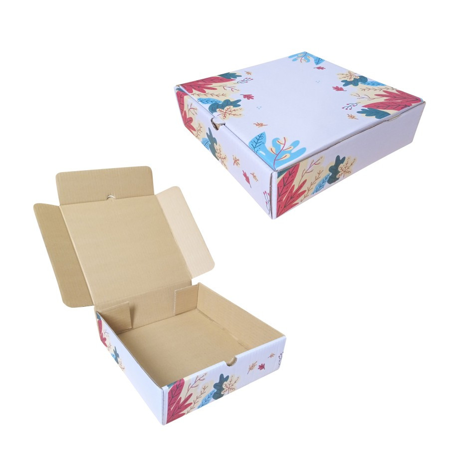 

(5pcs) Box Hampers Kemasan Kado Hadiah Souvenir Dus Snack 24x24x7cm Motif Autumn Floral