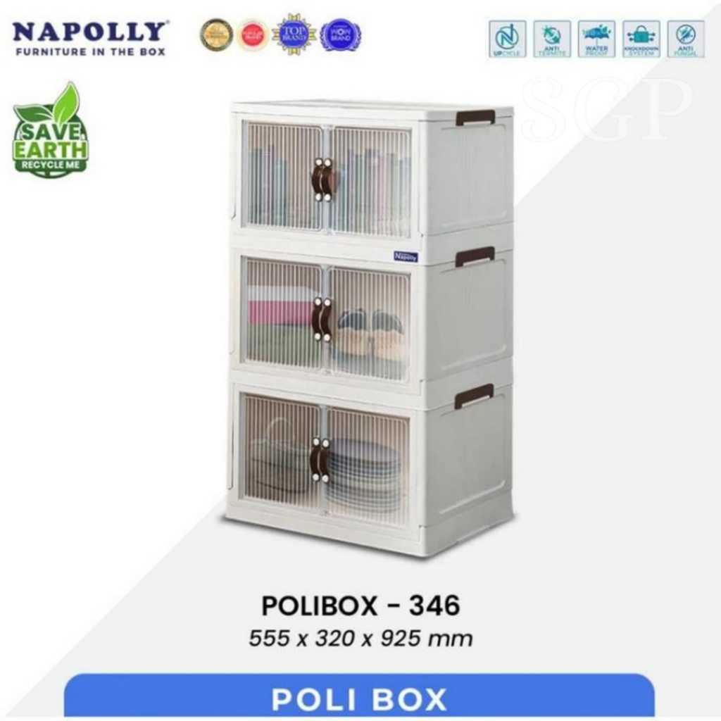 POLIBOX 346 SUSUN 3 TRANSPARAN/NAPOLLY BOX/CONTAINER BOX LIPAT/LEMARI SERBAGUNA