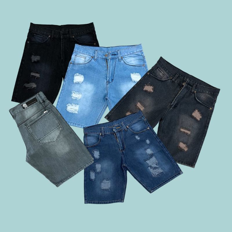 Celana Pendek Jeans Sobek Pria - Celana Pendek Sobek Pria - Celana Jeans Pendek Sobek Pria
