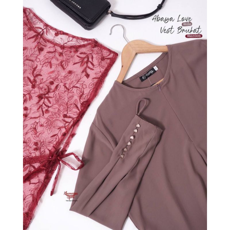 [READY] VEST BRUKAT ABAYA LOVE BY KHUMAIRA SYAR'I/ VEST ABAYA BRUKAT/ ABAYA TERBARU/ WISUDA KONDANGA