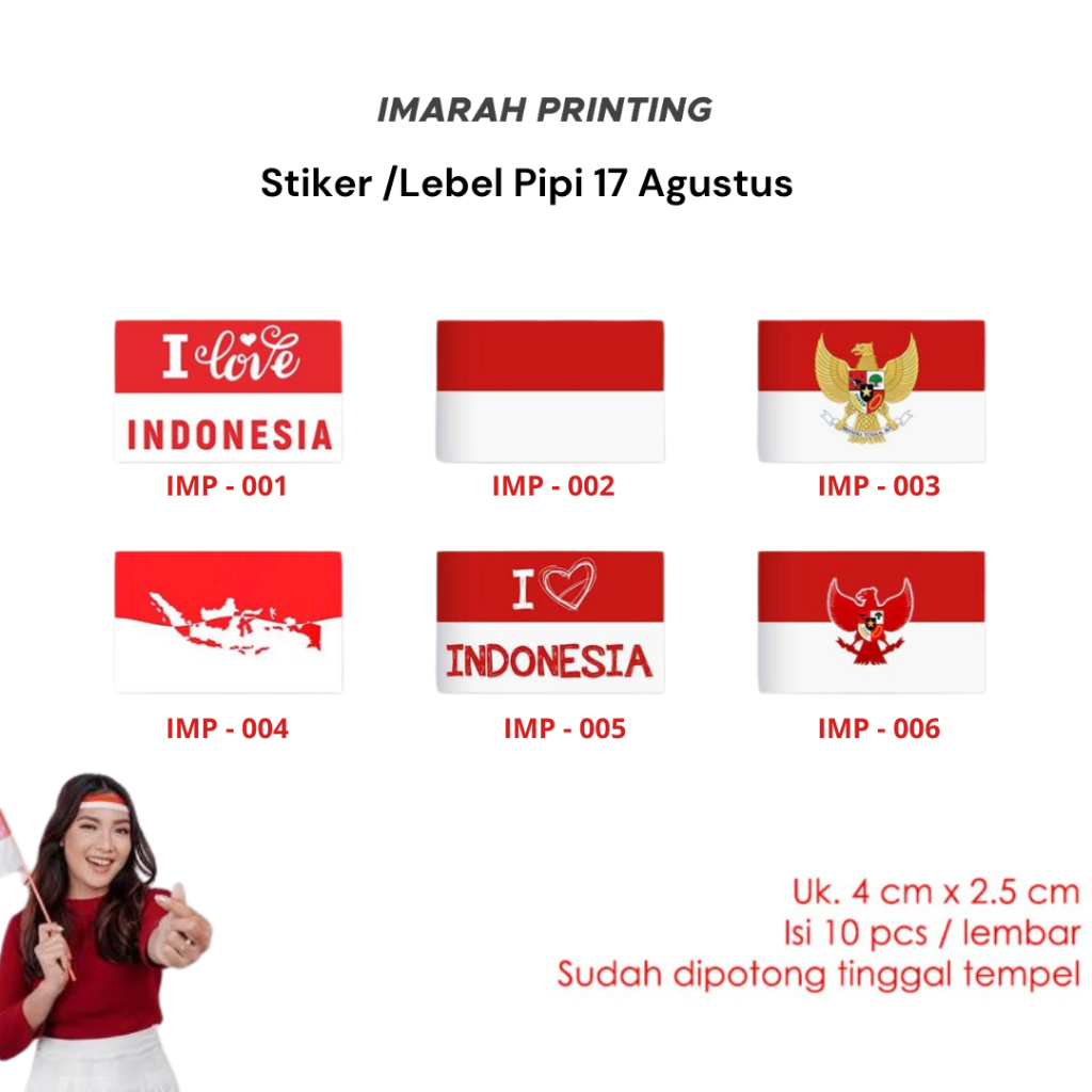 

IMARAH - Tempelan Pipi Bendera - Sticker Pipi Merah Putih - indonesia 17 agustus