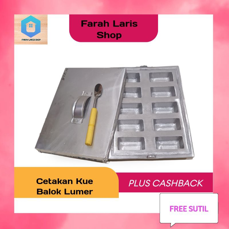 Cetakan Kue Balok aluminium satu set Cetakan kue balok isi 10