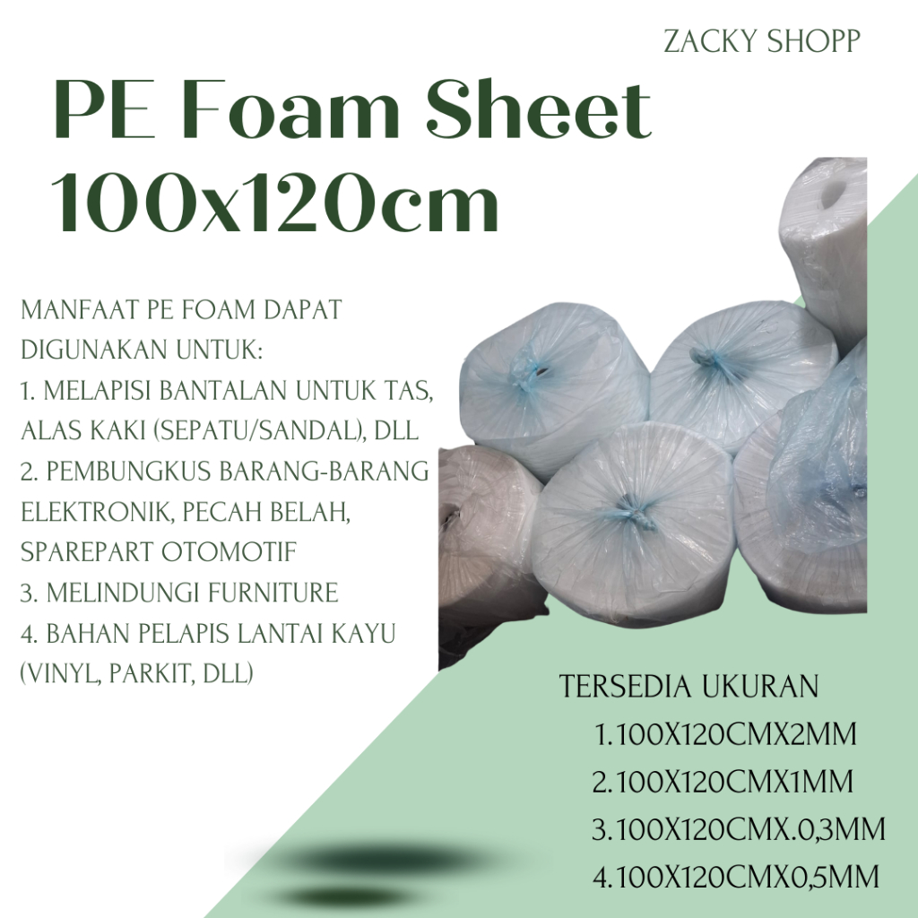 

Busa Packing PE Foam Sheet 0,5m,1mm, 2mm x 120cm x 100cm Parket, Lapisan Tas, Wrapping