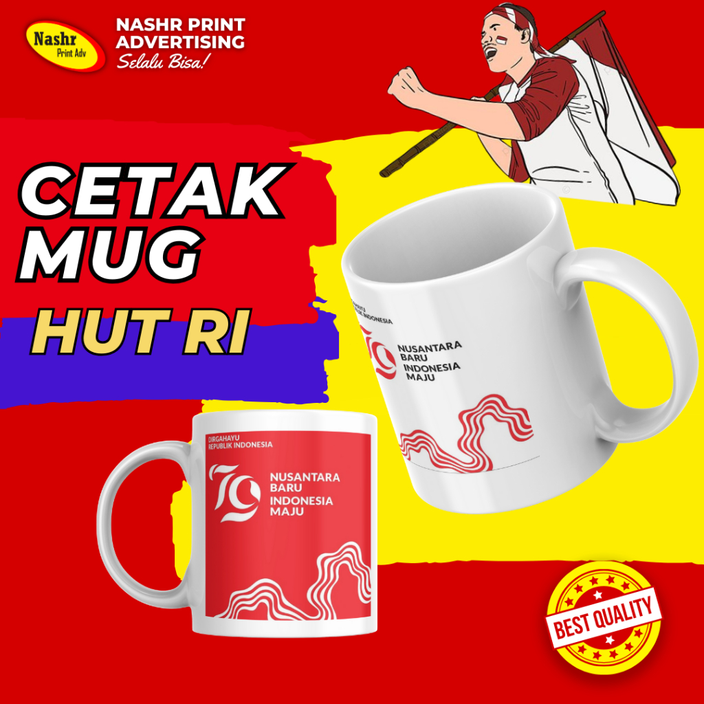 CETAK MUG CUSTOM | MUG SPESIAL HUT RI | CETAK MUG SOUVENIR | MUG MERCHANDISE | CETAK MUG 17-AN