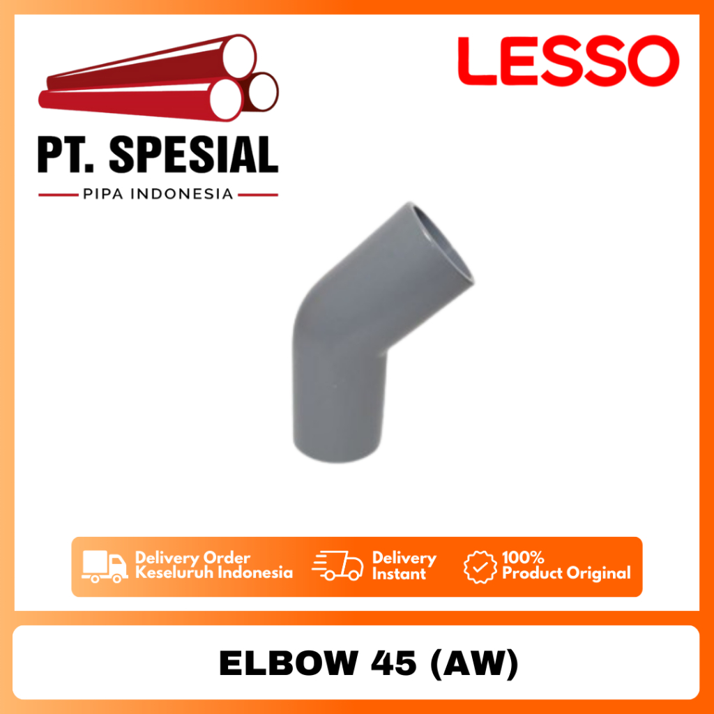 Knee 45 PVC AW Lesso 1/2" - 1" Inch / Keni Knee PVC AW / Elbow 45 PVC AW Lesso - 10