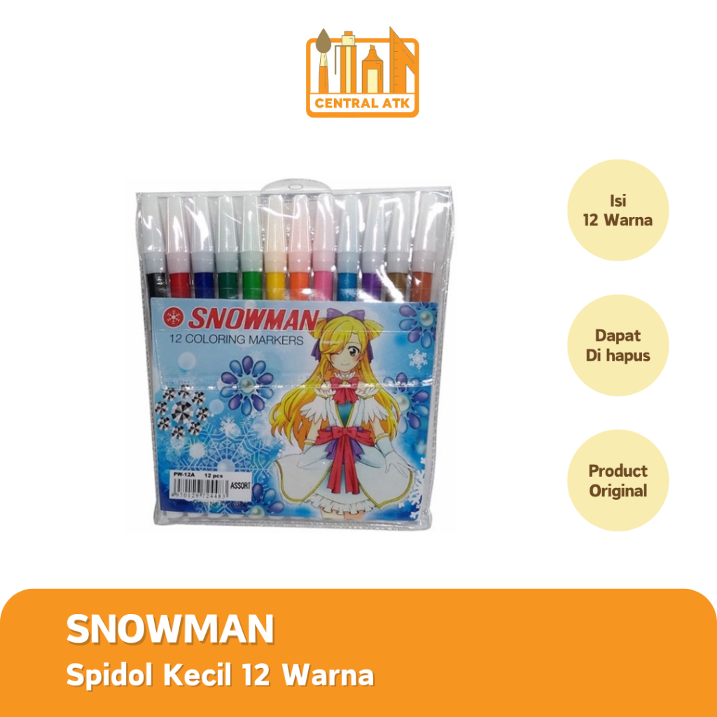 

SPIDOL SNOWMAN KECIL 12 WARNA