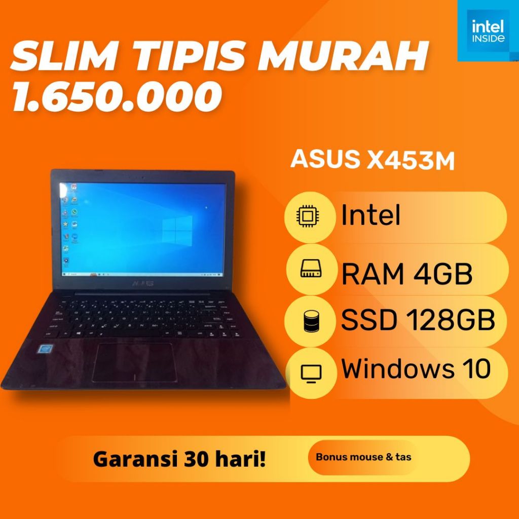 Laptop Asus X453M Intel Celeron N2840 RAM 4GB SSD 128GB Windows 10