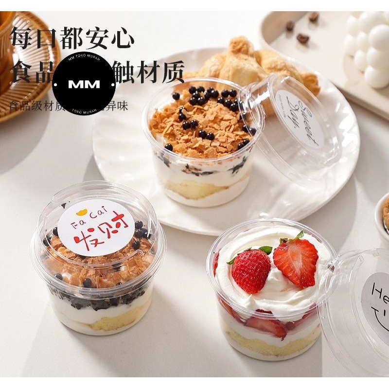 10pcs PREMIUM dessert box 250ml kotak mika box dessert kue cake tiramisu