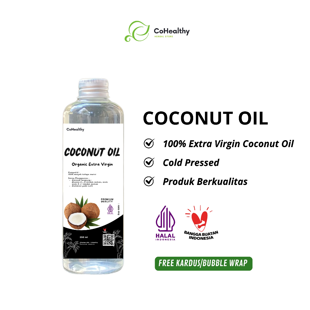 

Extra Virgin Coconut Oil Cold Pressed Premium Organic VCO Minyak Kelapa Murni 250ml